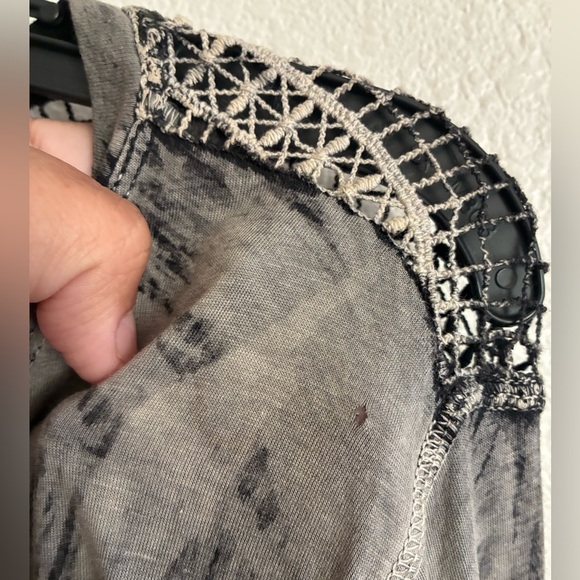 Aratta Women's Blouse Boho Grey Acid Wash Lace Embroidered  Long Sleeve Top M - Picture 14 of 16